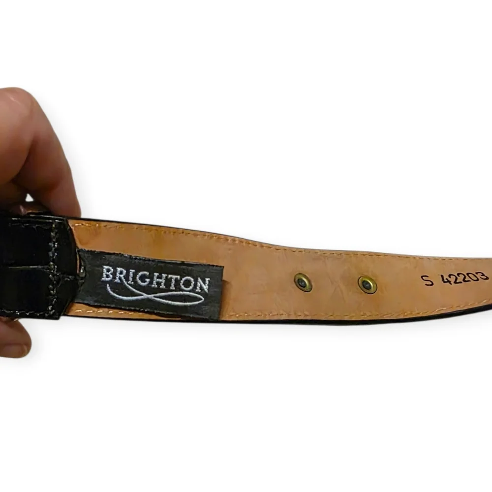 Brighton Black Belt With Silver Embossed Buckle And Detailing